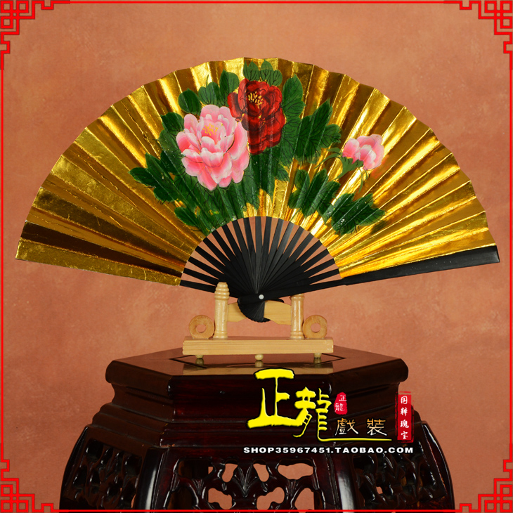 龙里京剧戏曲戏剧贵妃醉酒牡丹折扇儿童扇子7寸8寸9寸 金扇